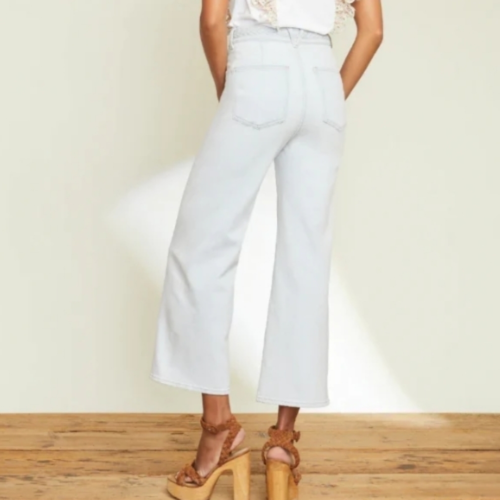 Veronica Beard Grant Wide Leg Jean Braided Waist Aspen - Picture 2 of 12